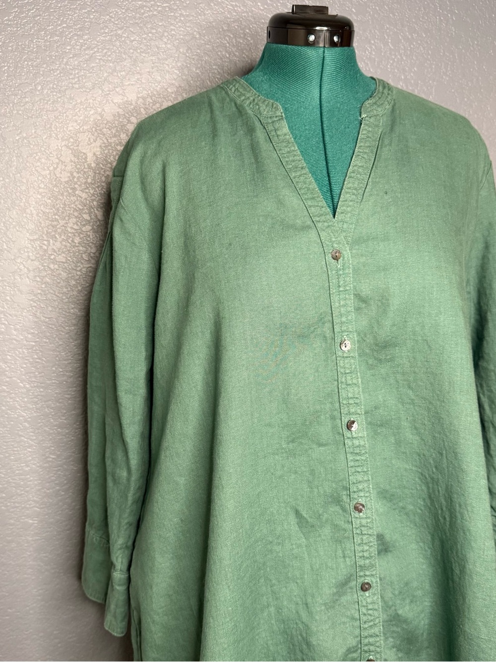 Joie 100% Linen Shirt Dress Sage Green Button Front Midi Large